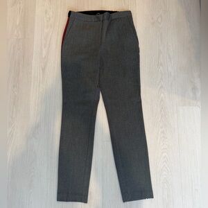Zara Side Stripe Tailored Pants Gray Red White Tuxedo Stripe Trousers
